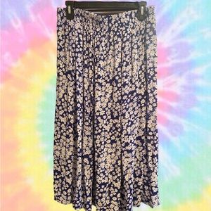 Blue Floral Midi Skirt